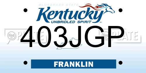 403JGP Kentucky License Plate