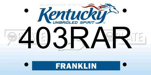 403RAR Kentucky License Plate