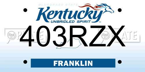403RZX Kentucky License Plate