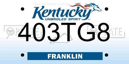403TG8 Kentucky License Plate
