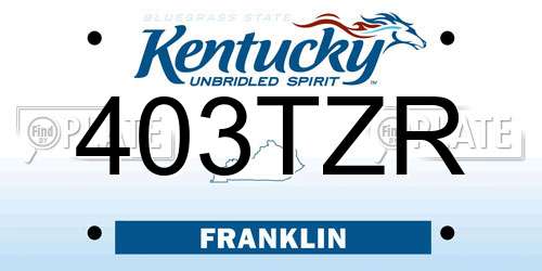 403TZR Kentucky License Plate
