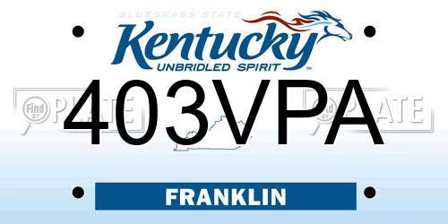 403VPA Kentucky License Plate