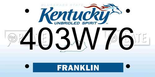 403W76 Kentucky License Plate