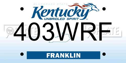 403WRF Kentucky License Plate