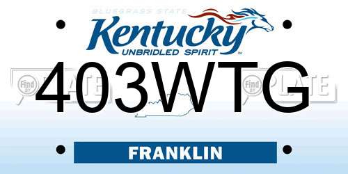 403WTG Kentucky License Plate