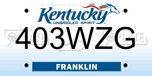 403WZG Kentucky License Plate