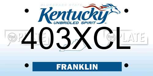 403XCL Kentucky License Plate