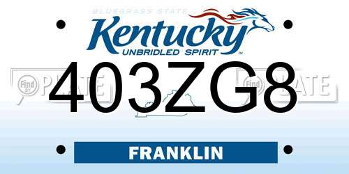 403ZG8 Kentucky License Plate