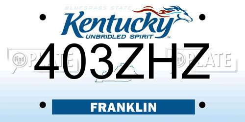 403ZHZ Kentucky License Plate