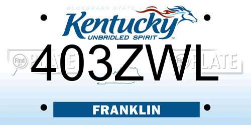 403ZWL Kentucky License Plate