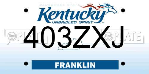 403ZXJ Kentucky License Plate