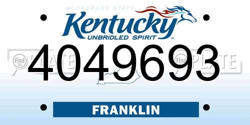 4049693 Kentucky License Plate