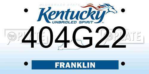 404G22 Kentucky License Plate