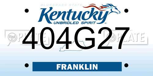 404G27 Kentucky License Plate