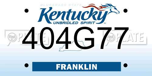 404G77 Kentucky License Plate