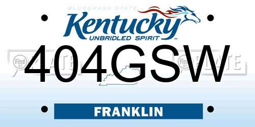 404GSW Kentucky License Plate