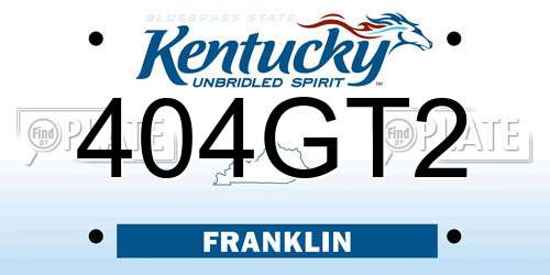 404GT2 Kentucky License Plate