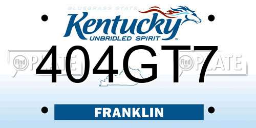 404GT7 Kentucky License Plate