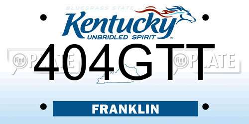404GTT Kentucky License Plate