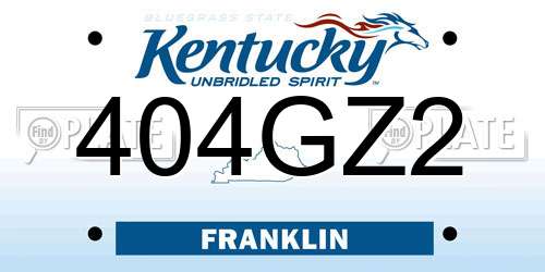 404GZ2 Kentucky License Plate
