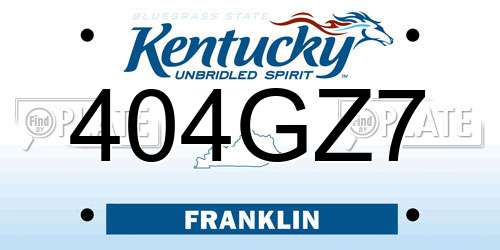 404GZ7 Kentucky License Plate