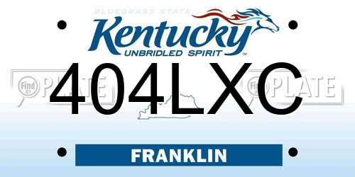 404LXC Kentucky License Plate