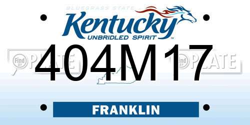 404M17 Kentucky License Plate