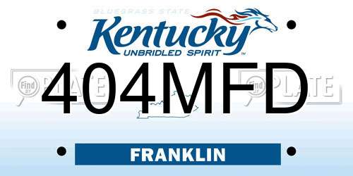 404MFD Kentucky License Plate