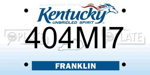 404MI7 Kentucky License Plate