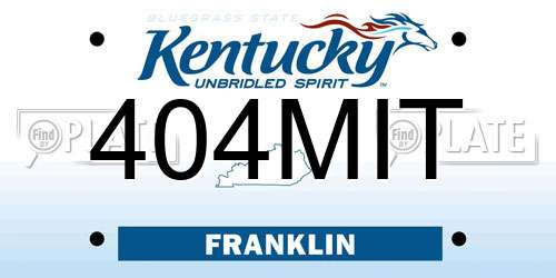 404MIT Kentucky License Plate