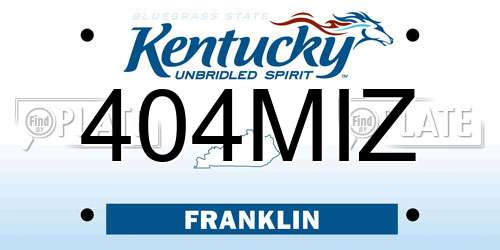 404MIZ Kentucky License Plate