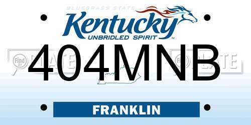 404MNB Kentucky License Plate