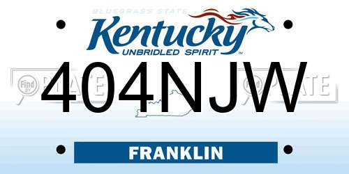 404NJW Kentucky License Plate
