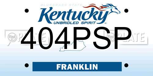 404PSP Kentucky License Plate