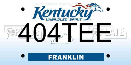404TEE Kentucky License Plate