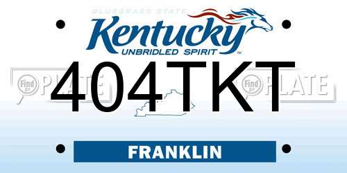 404TKT Kentucky License Plate