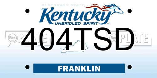 404TSD Kentucky License Plate