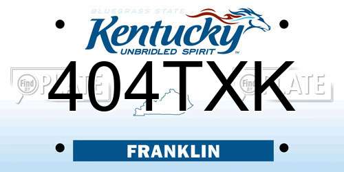 404TXK Kentucky License Plate