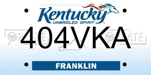 404VKA Kentucky License Plate