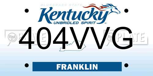 404VVG Kentucky License Plate