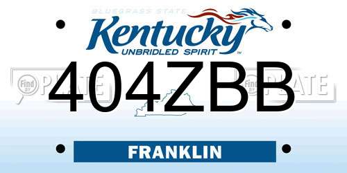 404ZBB Kentucky License Plate