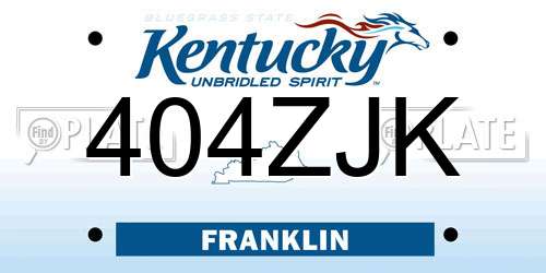 404ZJK Kentucky License Plate