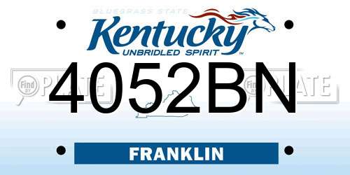 4052BN Kentucky License Plate