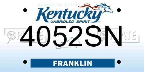 4052SN Kentucky License Plate