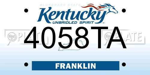 4058TA Kentucky License Plate