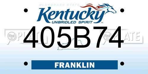 405B74 Kentucky License Plate