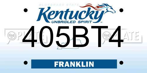 405BT4 Kentucky License Plate