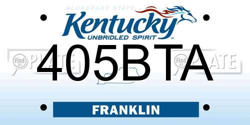 405BTA Kentucky License Plate