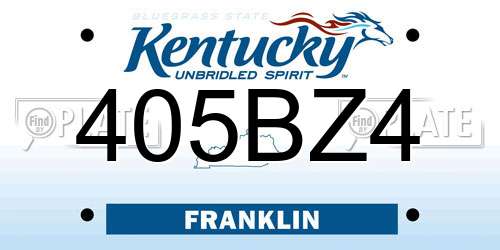 405BZ4 Kentucky License Plate