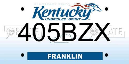 405BZX Kentucky License Plate